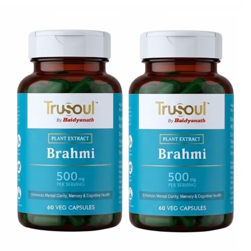 Image of Baidyanath TruSoul Brahmi 60 Veg Capsules | Helps Enhances Mental Clarity, Memory & Cognitive Health | Pure Herbs for Mind Wellness | Promotes Mind Relaxation (Pack of 2)