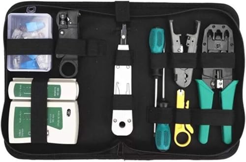 Image of COMTECH cat5 kit Crimping Tool Kit for Network Cable Repair Set Crimper 8P8C 4P4C 6P6C Connectors RJ45 RJ11 RJ12 Cat5 Cat6 Lan Cable Tester Network Repair Tool Portable Wire Stripper