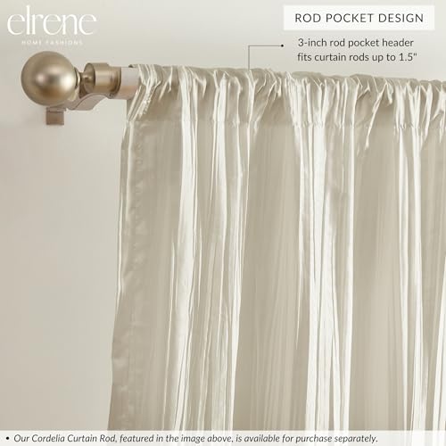 Elrene 26865881509 Home Fashions Athena Faux Crushed-Silk Window Curtain Panel And Valance Set thumb #1