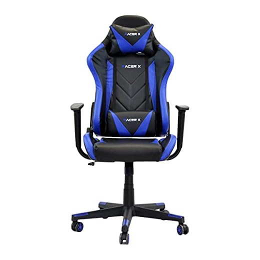 Cadeira Para Escritório Presidente Racer-X Modelo Rush Reclinável Preta e Azul