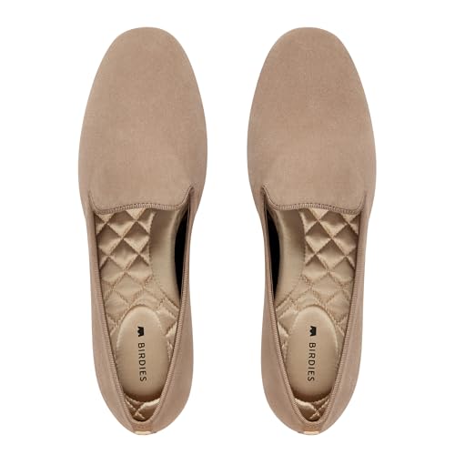 Birdies Women's Starling, Slip-On Flats, Comfortable Casual Dressy Shoes, New Latte Suede, 10.5