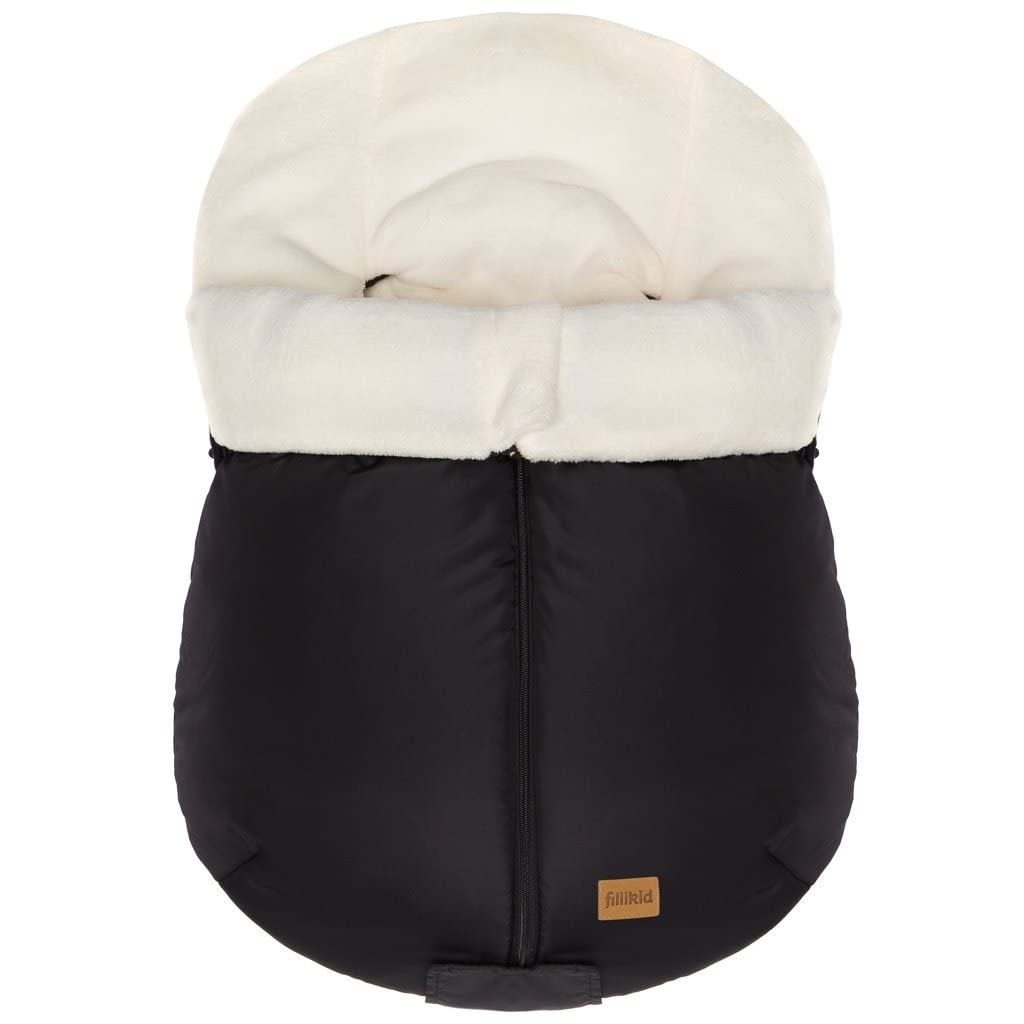 Fillikid Fußsack Sella für Babyschale und Babywanne aus weichem Fleece – Winter-Fußsack für Babys (geeignet für 3- und 5-Punkt-Gurt) – Schwarz (Product)
