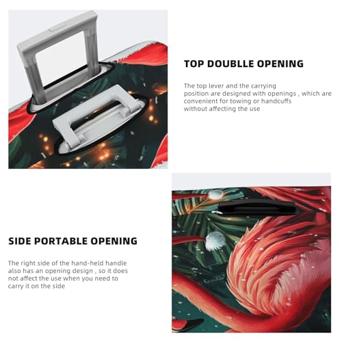 Christmas Two Flamingos Wearing Santa Hats Elastic Travel Luggage Covers Dustproof Scratch-Resistant Suitcase Protector Fit 22-24 Inch3