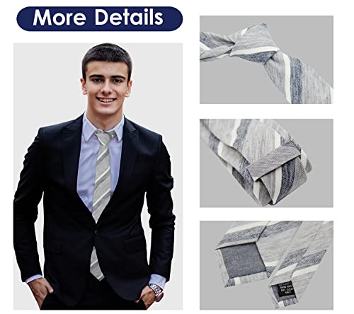 Image of Mantieqingway Mens Skinny Ties,2.56 inch Cotton Neckties Striped Plaid Ties for Groom Groomsmen Wedding Party Christmas