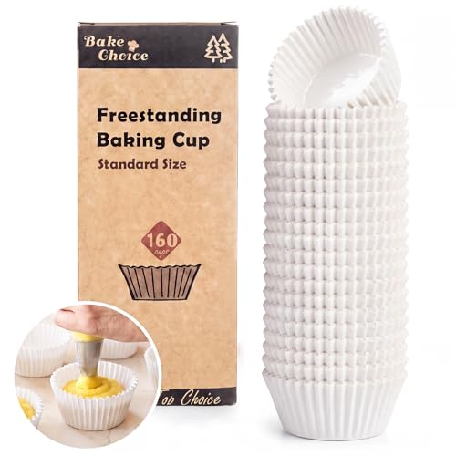 Bake Choice Standard Cupcake Liners for Baking, 160PCS, Non-stick, White