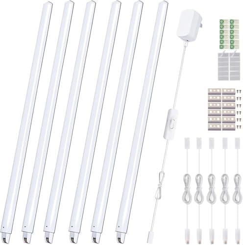 Cefrank Cupboard Lighting 6pcs 31cm Strip Lights, Warm White 3000K, UK Plug