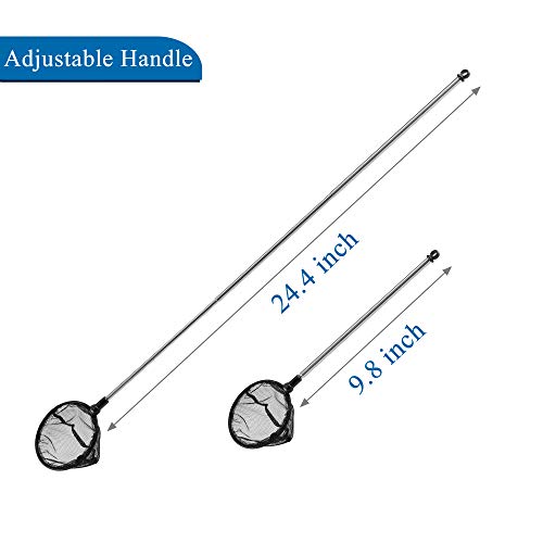 Mogoko Aquarium Fish Net, Fine Mesh Net for Fish Tank, Telescopic Fish Net with Extendable Stainless Steel Long Handle