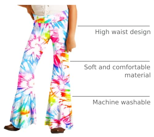 Image of Deerose Girls Halloween Hippie Bell Bottom Pants High Waist Flare Pants 5-14 Years
