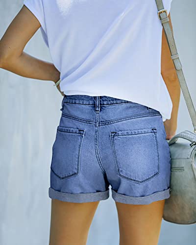 Image of CHICZONE Womens Mid-High Waisted Stretchy Denim Jean Shorts