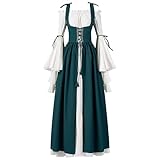 Spooktacular Creations Renaissance Costume Women, Medieval Green Chemise Ren Faire Dress Irish Overdress...