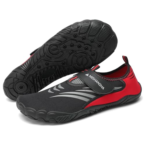 Mishansha Breathable Water Shoes for Women Non-Slip Beach Shoes Quick Dry Surfing Kayaking Fishing Five Toes Dull Red-E0152 7.5 Women/5.5 Men