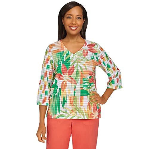 Haut col V imprimé tropical Alfred Dunner taille petite