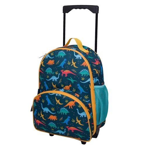 Image of Wildkin Kids 16 Inch Rolling Luggage for Boys & Girls - Lightweight Carry-On Suitcase with Telescoping Handle & Rolling Wheels for School, Travel & Overnight Trips (Jurassic Dinosaurs)