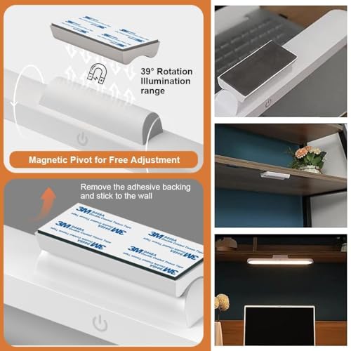 Image of Rechargeable LED Light Bar with Magnetic Mount, Touch Control, Dimmable Brightness and Adjustable Light Modes, USB Charging Lamp for Cabinet, Makeup, Car, Bedroom and Reading, 30 cm