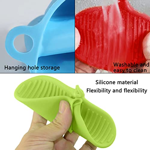 3 Paar Silicone Handschoenen, Oven Handschoen Blauw, Rood, Groen,Mini Oven Handschoenen Dik Silicone Pot Houder,Mini Oven Handschoenen,Hittebestendige Pinch Covers voor Keuken Koken Bakken Hot Plate - Afbeelding 4