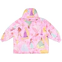 Disney Princess WAYY BIG HOOD FOR KIDS Pullover Large Blanket Hooded Sweatshirt Blanket Wearable Sweater (One Size Pink), Pink, One Size, flower butterfly lily:pink, One Size