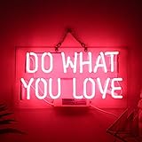Neon Signs,DO What You Love Real Glass Neon Sign Beer Bar Pub Store Home Room Party Light Sign Neon Lamp Wall Artwork Signs, Prepaid Custom Duty（14.5