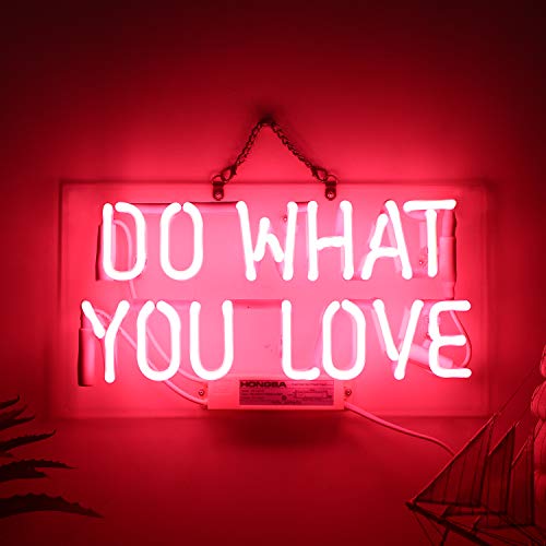 Neon Signs,DO What You Love Real Glass Neon Sign Beer Bar Pub Store Home Room Party Light Sign Neon Lamp Wall Artwork Signs(14.5 x 8 inches,Pink）