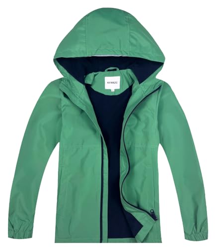 Image of Boys Girls Rain Jackets Waterproof Hooded Fleece Raincoats Lightweight Windbreakers for Kids