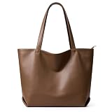 WLLWOO Soft Vegan Leather Tote Bag for Women Large Casual Hobo Handbags Zipper Shoulder Work Daily Weekender Travel Purse, Coffee