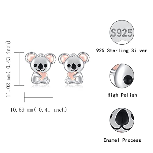 925 Sterling Silver Koala Stud Earrings: Cute Koala Bear Earrings For Women Koala Animal Stud Earrings Jewelry Gifts For Teens Girls #TOP5