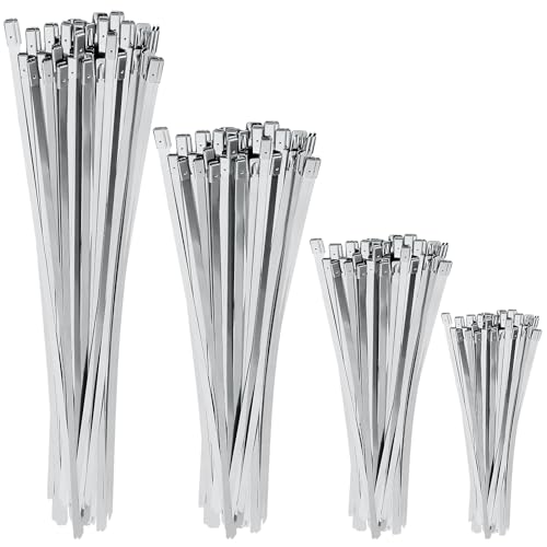Edelstahl Kabelbinder SEPGLITTER 180 Stück Metall Rostfrei Selbstsichernde Edelstahl Selbstsichernde Metallkabelbinder für Kabelmanagement Hitzeschutzband Auspuffrohre