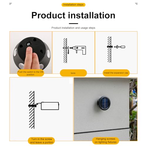 Image of Solar Lights, Ambiance Lights,wall Light, Decorative Light Downlights Dusk to Dawn Solar Wall Light Outdoor IP65 Waterproof for Backyard Walls, Hotels, Staircases,Park Floors 1pcs (White light)
