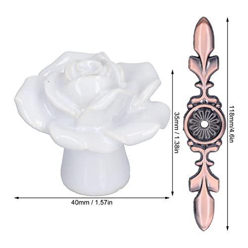 Okjhfd 4Pcs European Style Bronze Rose Single Hole Knob Handle, Bronze White Green Flower Shape, Used For Cabinet Wardrobe Drawer. #TOP1