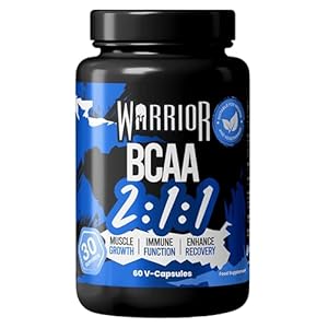 Warrior BCAA Capsules – Branched-Chain Amino Acid Supplements, 2:1:1 Ratio (Leucine, Isoleucine, Valine) – for Pre Workout & Post Workout Muscle Recovery, Gym Supplements for Men & Women – 60 Tablets