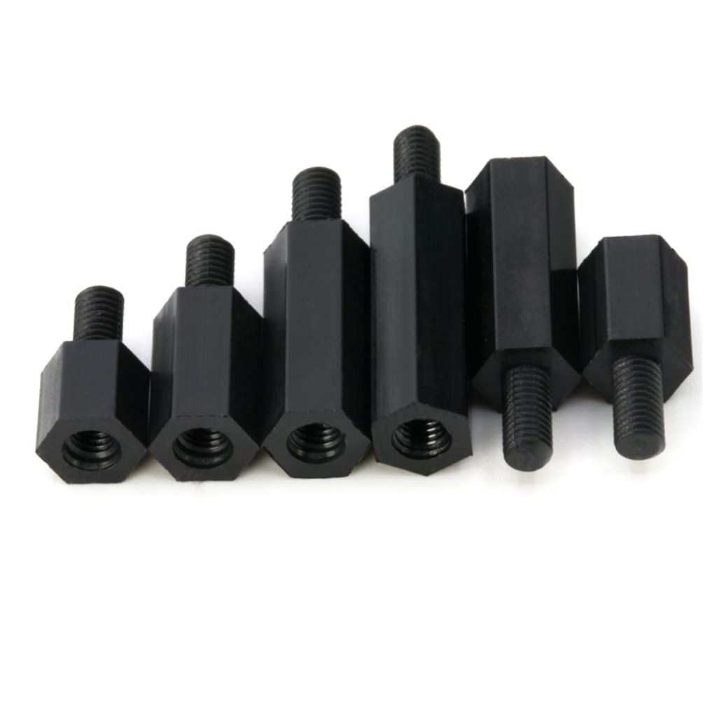 Maschio-femmina Distanziatori Distanziatore Esagonale in Nylon Nero M4*25+6mm,20 pcs