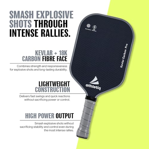 Image of Pro Pickleball Racket with Free Sports Bag Set |16mm Kevlar 18K Carbon Fibre Paddle USPA Standard Pickle Ball Racket for Advanced to Pro Players (Heaven Grey) New Model