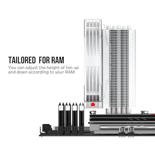 Vetroo V5 White CPU Air Cooler w/ 5 Heat Pipes 120mm PWM Processor Cooler for Intel LGA 1700/1200/115X AMD Ryzen AM4 w/Addressable RGB Lighting Sync - Image 3
