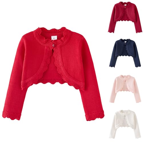 Toddler Baby Girls Long Sleeve Bolero Cardigan Knitted Shru𝐠 Closure Lace Cropped Sweaters Tops Outwear