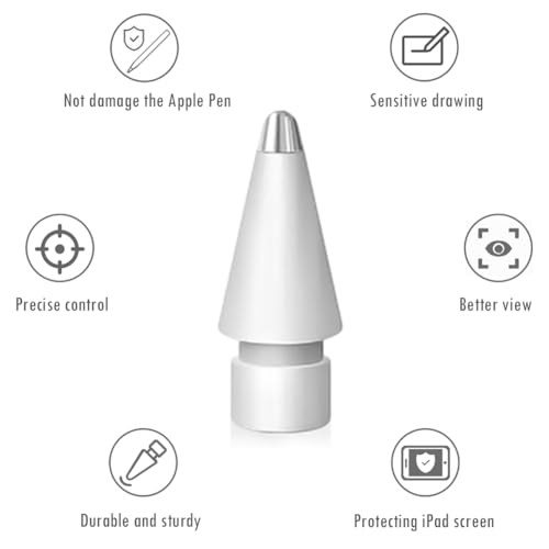 Image of SIXFU 6 PCS Replacement Pencil Tips for Apple Pencil, Durable iPencil Tip Nibs Accessories for iPad Pro /Apple Pencil Pro /USB-C / 1st Gen / 2nd Generation (Metal Top)
