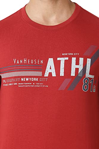 Image of Van Heusen Men Athleisure Regular Fit T-Shirt - Cotton Rich - Crew Neck, Long Sleeve, Printed
