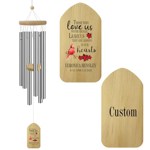Image of ASTARIN Personalized Wind Chimes for Outside Deep Tone,Customized Windchime Outdoors, Chimes for Outdoors,Sympathy Wind Chimes Memorial for Mom Dad