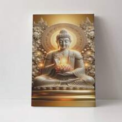 Statue de Bouddha toile zen pour sublimer un mur vide de salon - 2
