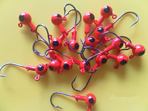 Toasis Fishing Round Jig Heads Ice Fishing Lure Bait Hooks Assorted Sizes Pack of 20 (Red, 1/8_Ounce-20pcs) - Thumbnail 2