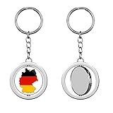 PRS Vinyl Germany Shaped German Flag (Country Deutschland) Keychain Spinning Round Chrome Metal Key Chain