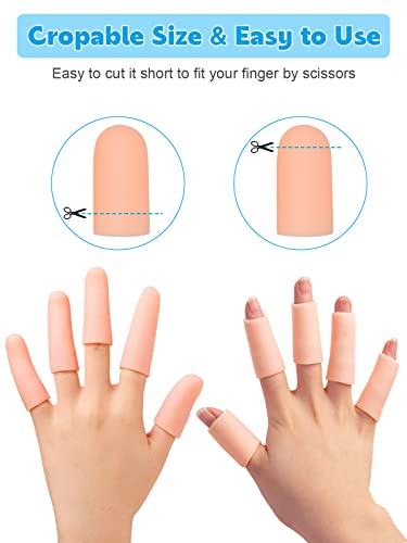 Sumifun Finger Covers, 10 Packs of Finger Sleeves Protector for Nails, Fingertips, Scald, Finger Pain Relief, Finger Tubes for Crafting, Basketball, Volleyball, Gardening - Thumbnail 6