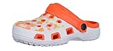  Brandsseller Damen Clogs Pantoffel Schuhe Gartenschuhe Hausschuhe - Rot/Weiß, Gelb/Weiß und Blau/Weiß mit Muster Gr. 36-41 Gemustert (37, Orange/Weiß)