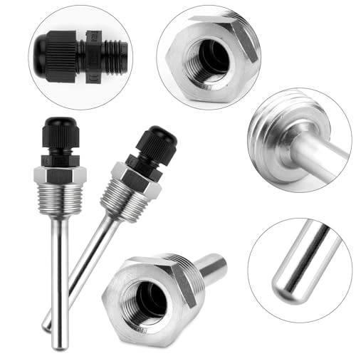 TXXATX 8x250 mm Tauchhülse Tauchschutzrohre für Thermoelemente 2 Stück Schutzrohr für Temperaturfühler Edelstahl Tauchhülse Gewinde Thermowell Tauchhülse für Temperatursensor Solarwarmwasserbereiter