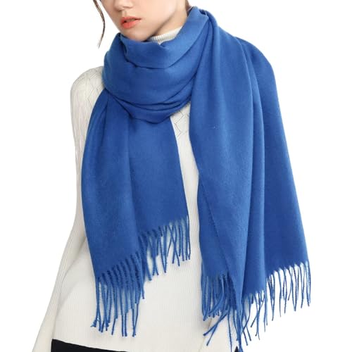 RIIQIICHY Pashmina Schal Blau Damen Winter Schals Tücher Stola Festlich für Abendkleider Damenschal Winterschal Kuschelig