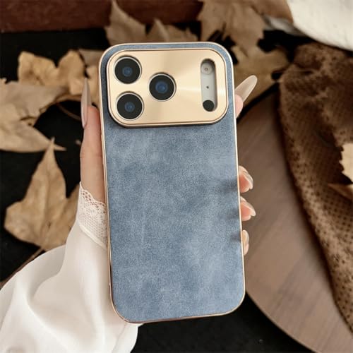 Coque en cuir mat iPhone 13 Pro Max bleu étui silicone antichoc