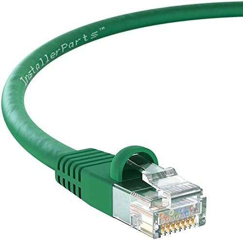 InstallerParts Ethernet Cable CAT5E Cable UTP Booted 50 FT - Green - Professional Series - 1Gigabit/Sec Network/Internet Cable, 350MHZ