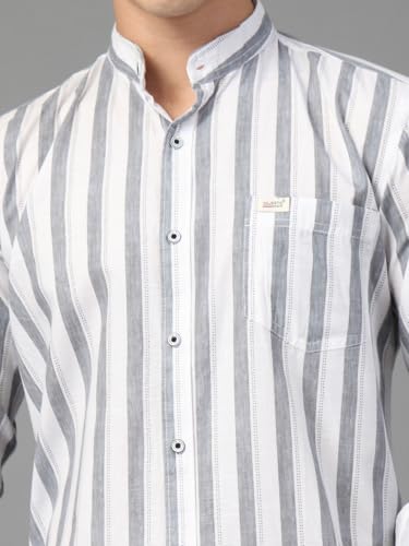 Image of Majestic Man Men's Pure Cotton Mandarin Collar Slim Fit Casual Shirt