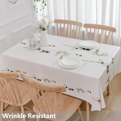 TruDelve Heavy Duty Vinyl Tablecloths Plastic Table Cloths for Kitchen Dining Table Wipeable PVC Waterproof Tablecloth for Rectangle Tables (54"x 78", Olives) by TruDelve - Image 3