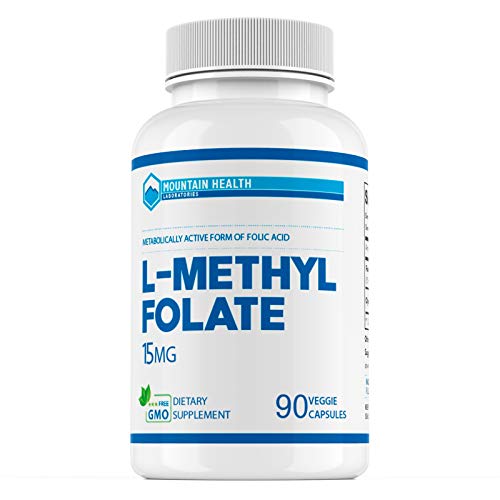 Mountain Health L-Methylfolate 15 mg 90Cts, Highest Grade Methylfolate, Metabolically Active Form of Folic Acid, Non-GMO with No Fillers, Max Potency 5-MTHF, Immune Support (3 Month Supply)