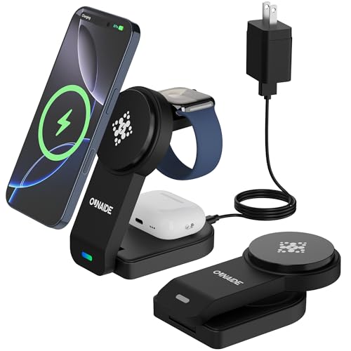 15 Best Wireless Charger 3-in-1 Devices of 2025: The Ultimate Guide to Fast and Convenient Charging 9 2025 Magnetic 3 in 1 Wireless Charger, Mag-safe Charger Stand Wireless Charging Station for Apple iPhone 16/15/14/13/12 series, for Apple Watch and Airpods, 18W Foldable Fast Charging Dock - Black