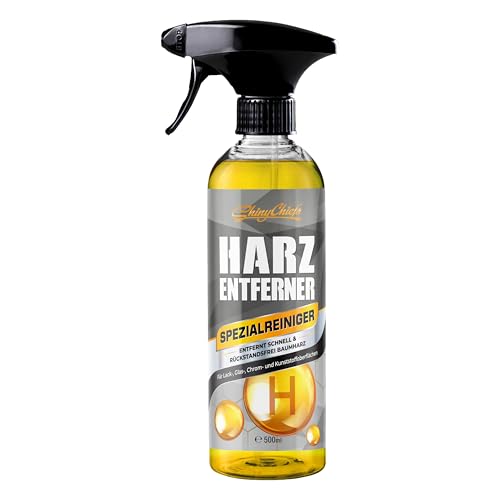 ShinyChiefs Harzentferner 500 ml - Hochwirksamer Auto Harzlöser für alle Oberflächen - Entfernt effektiv Baumharz Vogelkot Teer und Wachse - Materialschonender Baumharzentferner
